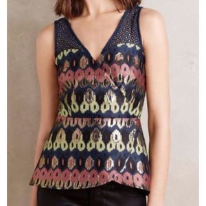 Anthropologie Yana Jacquard Peplum Top Tank By HD in Paris Sz. 10